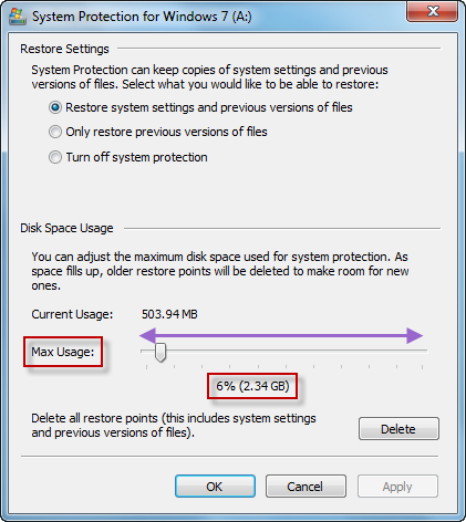 52 Change & Limit System Restore In Windows 7 [How To]